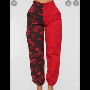 Fashion Nova Red  Camo Cargo Pants